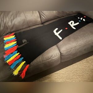 FRIENDS Black Scarf with Colorful Tassels